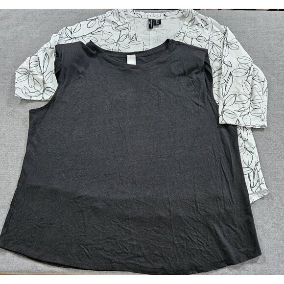 Top Womens 1X Lot of 2 Black White Cynthia Rowley Wynne Layers Round Neck Office - Picture 1 of 15